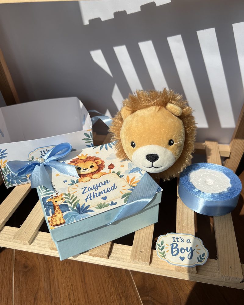 Baby Blue Lion Bow Box by Little Surprises